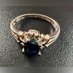 925 sterling silver vintage avon rj blue sapphire size 7 ring